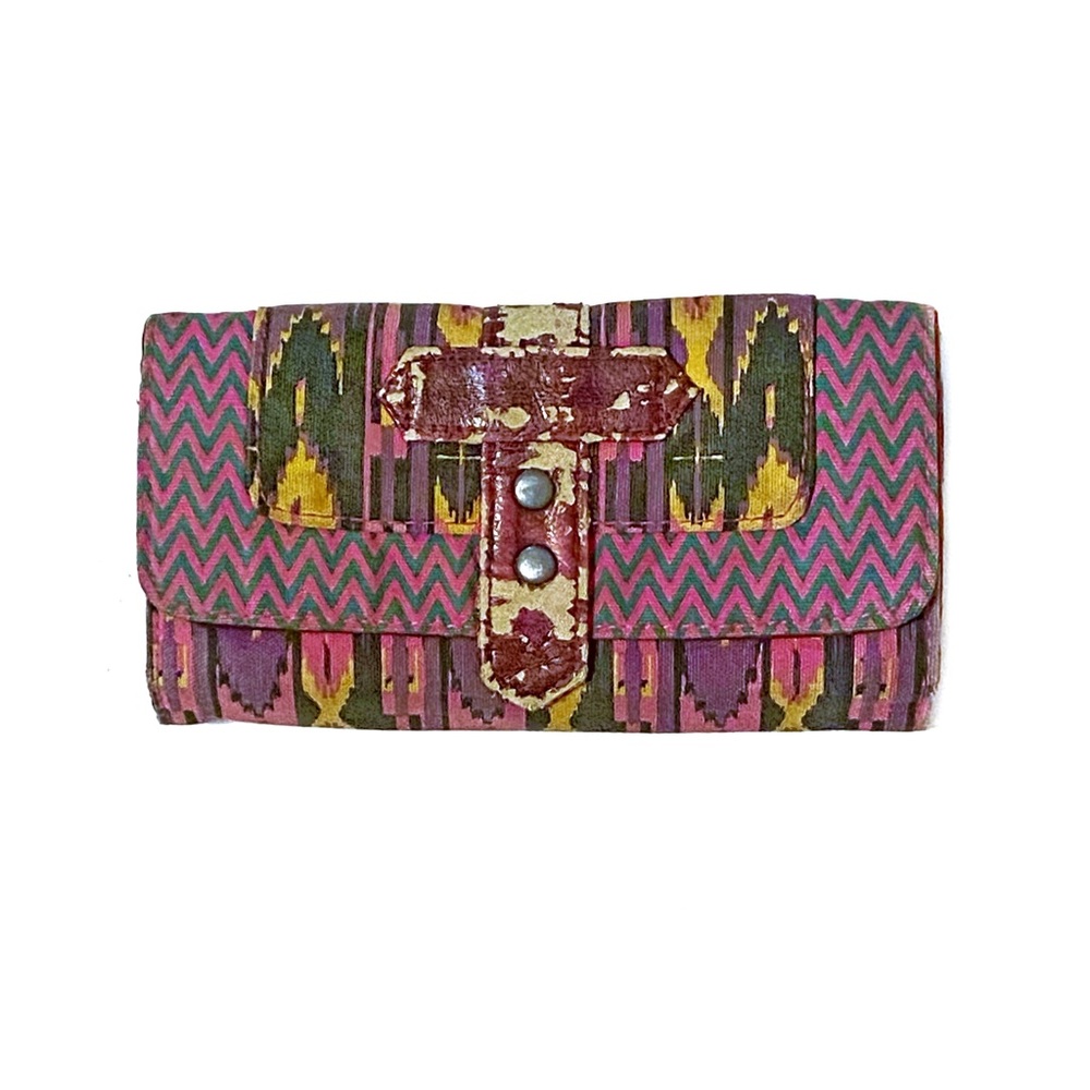 Mossimo Supply Co Tribal Print Wallet Colorful Zig Zag Aztec Fabric Card Wallet